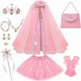 thumbnail image 1 of 【Uhome】Princess Dress up Clothes for Little Girl, 11Pcs Princess Cape with Crown, Princess Dresses for Girl 3-8 Birthday Gift, 1 of 7