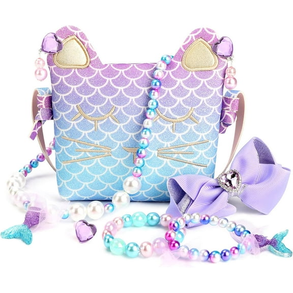 【Uhome】Purse for Little Girls Dress Up Jewelry Pretend Play Kids Accessories Mermaid Gifts