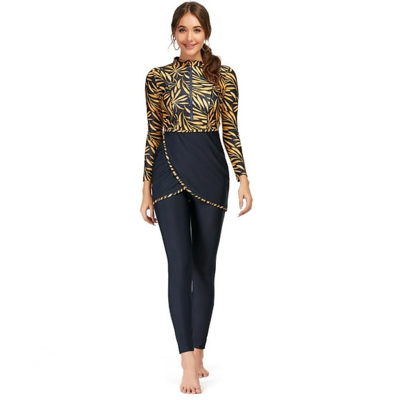 【Uhome】Women Modest Burkini Swimsuits Muslimah Swimwear Full Body Swim Tops Pants Hijab 4 Piece Rash Guard