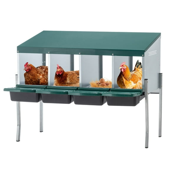 Uhomepro 4-Hole Chicken Nesting Box with Legs & Cover, Metal Wall Mount Nest Boxes for Chicken, Easy Egg Collection & Cleaning