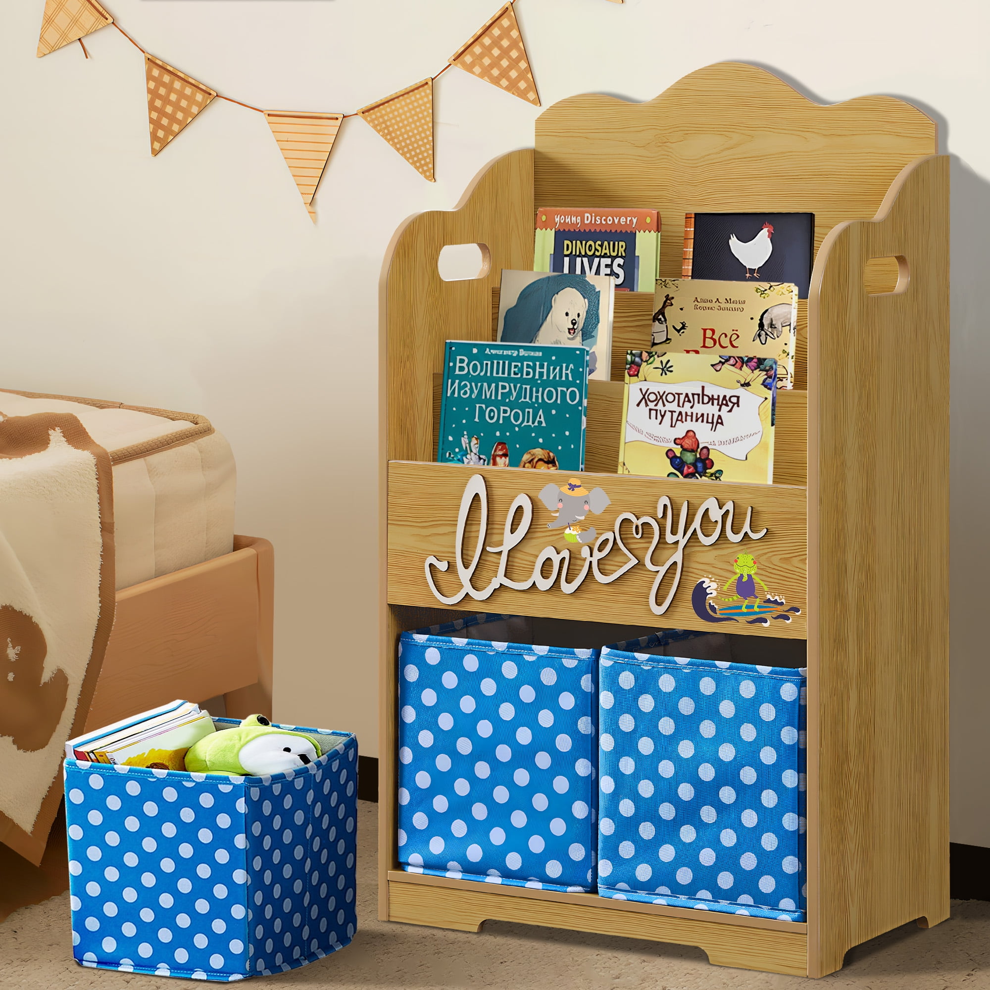 Uhomepro Kids Bookcase and Storage Kids Bookshelf Toy Storage