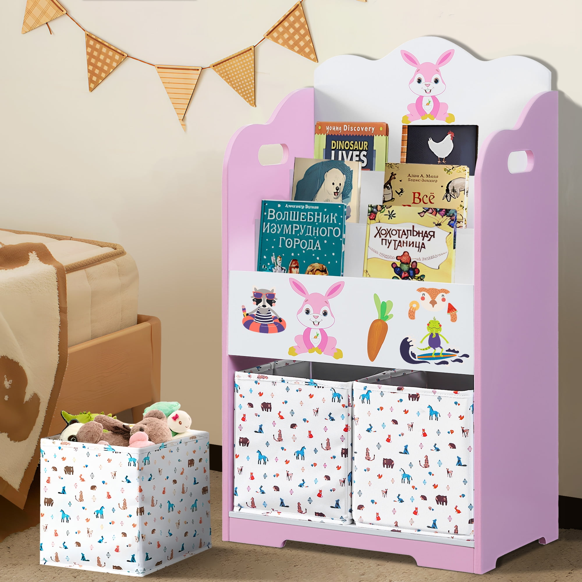 Uhomepro Kids Bookcase and Storage Kids Bookshelf Toy Storage