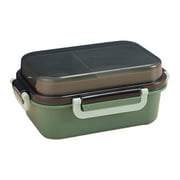 Uhuya Adult Lunch Box, 1000 ML 3-Compartment Bento Lunch Box for Kids, Lunch Containers for Adults Come with Spoons, Leak Proof, Microwaveable Green