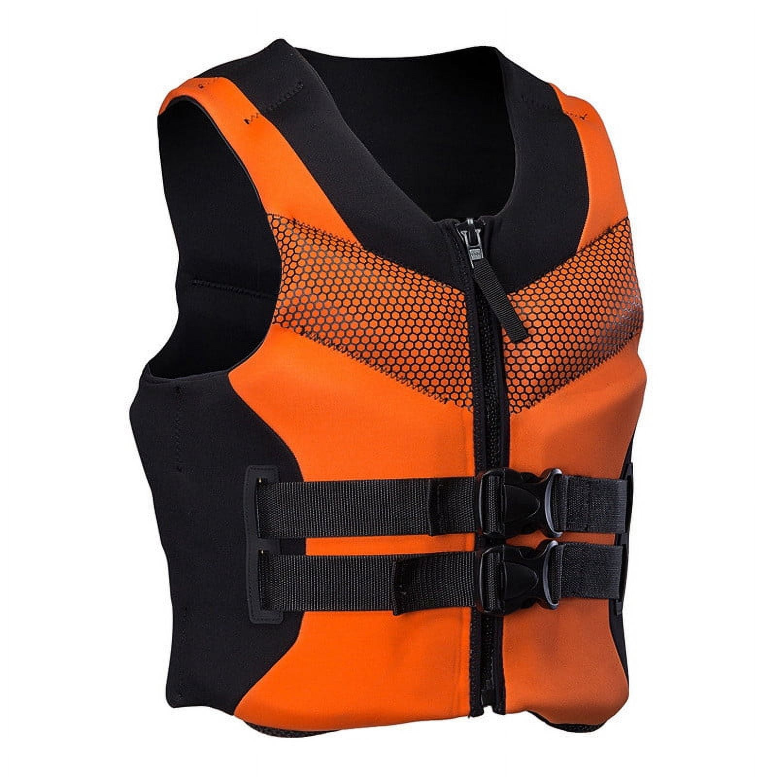 Uhuya Life Jackets for Adults, Snorkel Vest, Buoyancy Jacket for Water Sports Boating, Paddle and Swimming Orange XXL
