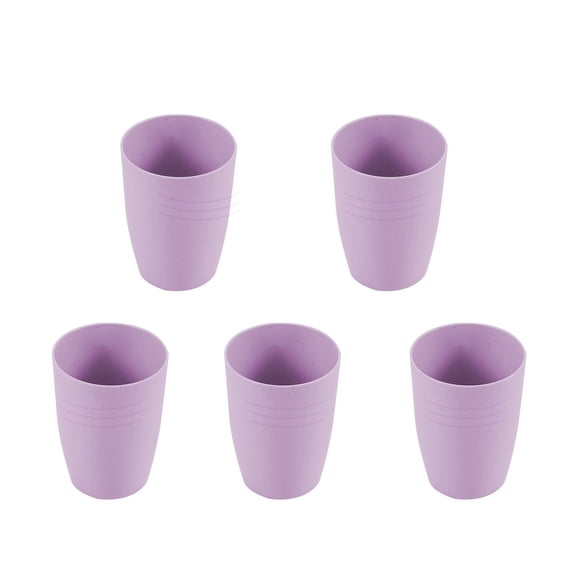 Uhuya Plastic Cups Reusable, Cup Set of 5 Multicolor Straw Cups for Kitchen, Office, Travel, Drinking Cups & Stackable Drinking Glasses, Plastic Tumblers Purple