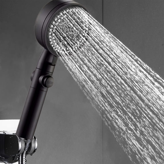 Uhuya Shower High Pressure Handheld Showerhead Hard Water High Pressure 8 Spray Modes Handheld Shower for The Elderly, Black