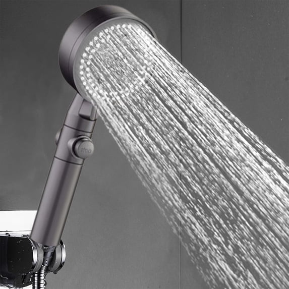Uhuya Shower High Pressure Handheld Showerhead Hard Water High Pressure 8 Spray Modes Handheld Shower for The Elderly, Gray