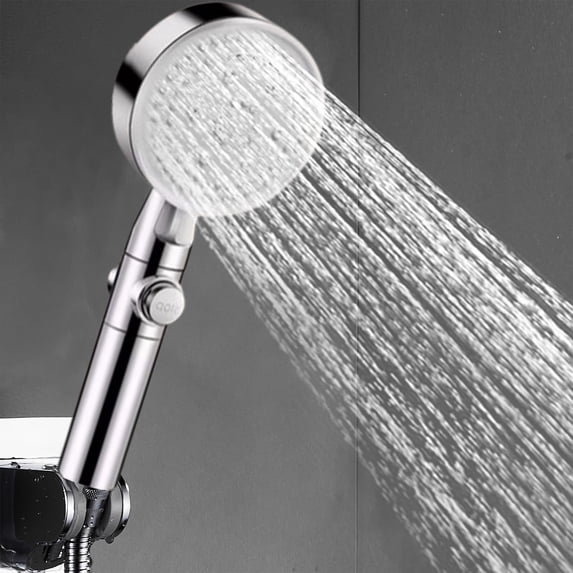 Uhuya Shower High Pressure Handheld Showerhead Hard Water High Pressure 8 Spray Modes Handheld Shower for The Elderly, Silver
