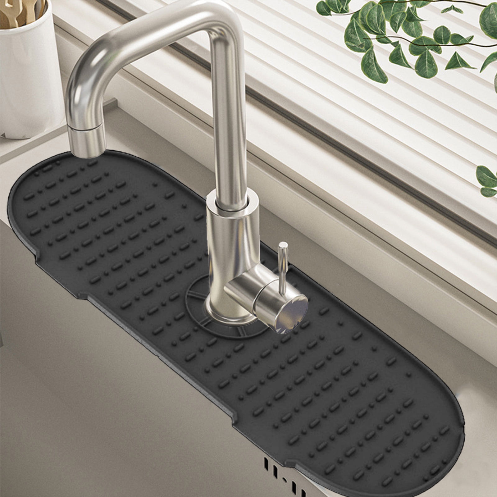 Uhuya Sink Splash Guard Mat, Silicone Faucet Handle Drip Catcher Tray ...
