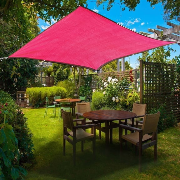 Uhuya Sun Shade Canopy, Outdoor Sunshade Swimming Pool Sun Awning - 95% Sunshine Protection - Rectangle Shade Canopy Sunshine Block for Patio Garden Outdoor Facility, Red, 6.56x13.12 Ft