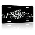Uiaoiais License Plate Black White Rose Decorative License Plate Cover