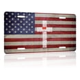 thumbnail image 1 of Uiaoiais License Plate USA Flag Cross Decorative License Plate Cover Aluminum License Plate, 1 of 7