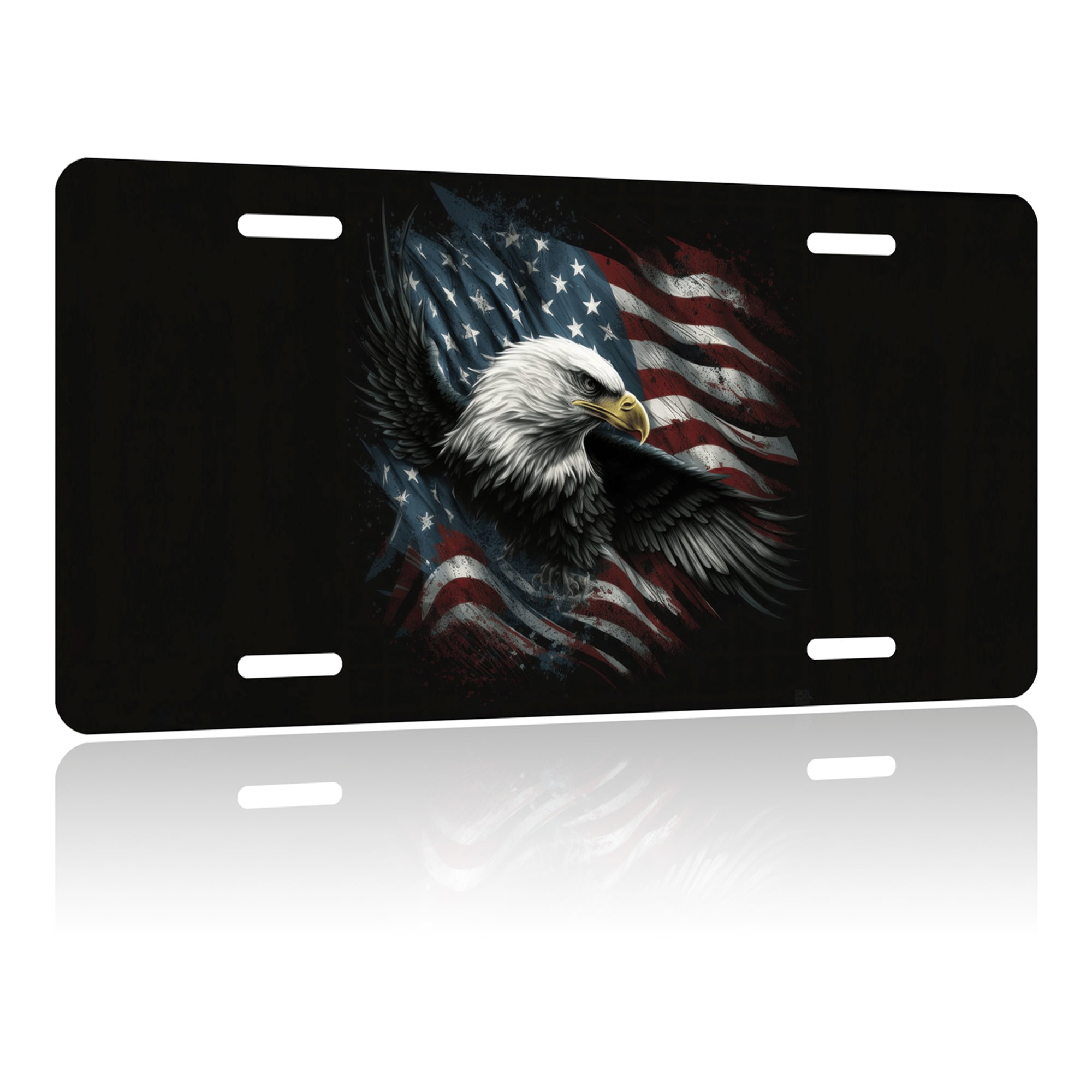 Uiaoiais License Plates Eagle USA Flag National Poster License Plates