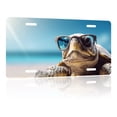 thumbnail image 1 of Uiaoiais Turtle Wear Sunglasses on Beach License Plates Aluminum License Plate Decorative Cover, 1 of 7