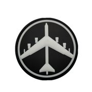 Uijokdef 1 PCS B-52 Bomber Aircraft PVC Morale Patch, Black and Gray, Military Style, Hook Fastener, 3.74 x 3.74 Inch, Round Tactical Patch