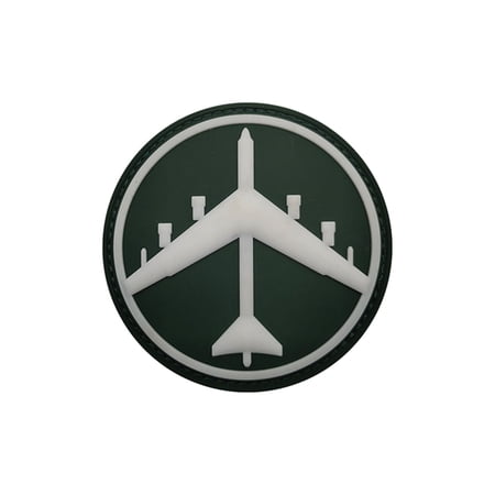 Uijokdef 1 PCS B-52 Bomber Aircraft PVC Morale Patch, Black and Gray, Military Style, Hook Fastener, 3.74 x 3.74 Inch, Round Tactical Patch