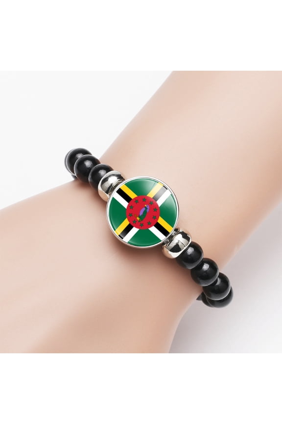 1 PCS Dominica Flag Bracelet, Beaded Bracelet, Travel Souvenir Gifts for Men Women, Support your country in style