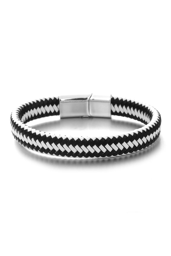 1 PCS Fashionable  and Minimalist Cross Stainless Steel Leather Bracelet With Charming Suitable for both men and women