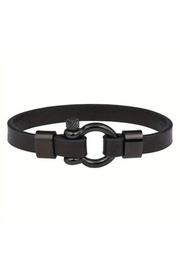 1 PCS Fashionable and Minimalist Stainless Steel Leather Bracelet With Charming Temperament For Men