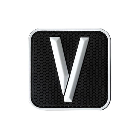 Uijokdef 1 PCS Military PVC Letter Patch, Black Hexagon Background, White Letters, Hook Fastener, 2.76 * 2.76 inches, Night Light Reflective