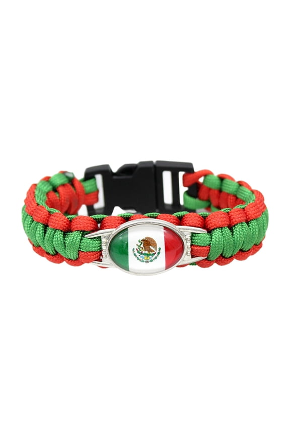 Country Flag Paracord Survival Bracelet, Color Woven Design, 8-10 Inches Length, Alloy Metal Buckle