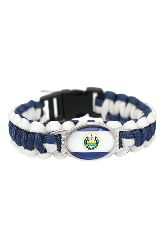 Country Flag Paracord Survival Bracelet, Color Woven Design, 8-10 Inches Length, Alloy Metal Buckle