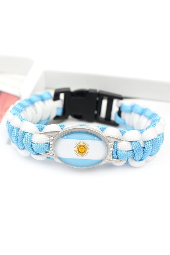 Country Flag Paracord Survival Bracelet, Color Woven Design, 8-10 Inches Length, Alloy Metal Buckle