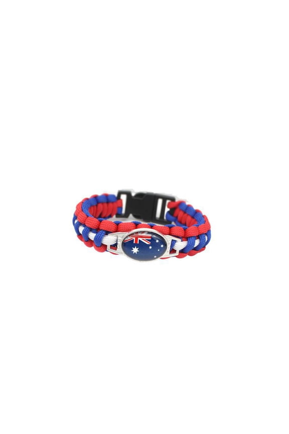 Country Flag Paracord Survival Bracelet, Color Woven Design, 8-10 Inches Length, Alloy Metal Buckle