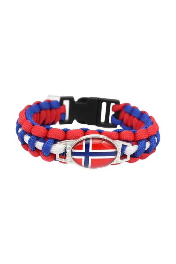 Country Flag Paracord Survival Bracelet, Color Woven Design, 8-10 Inches Length, Alloy Metal Buckle