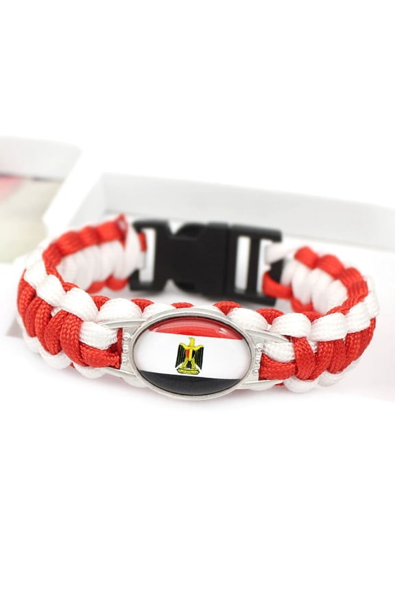 Country Flag Paracord Survival Bracelet, Color Woven Design, 8-10 Inches Length, Alloy Metal Buckle