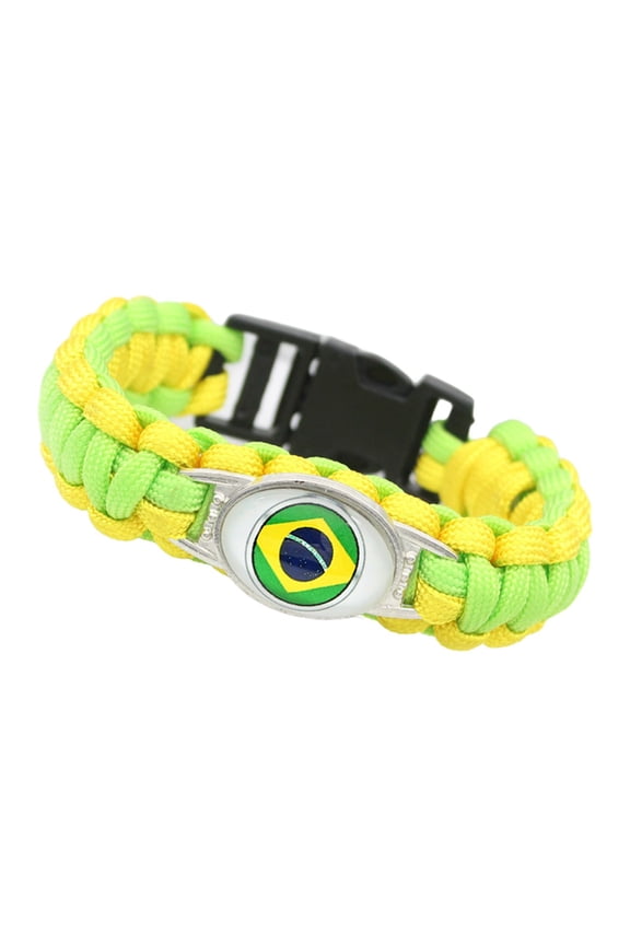 Country Flag Paracord Survival Bracelet, Color Woven Design, 8-10 Inches Length, Alloy Metal Buckle