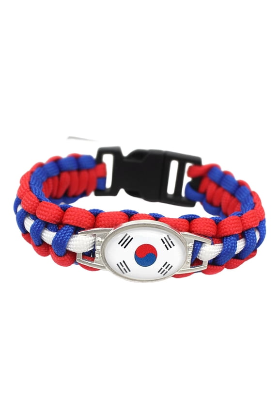 Country Flag Paracord Survival Bracelet, Color Woven Design, 8-10 Inches Length, Alloy Metal Buckle