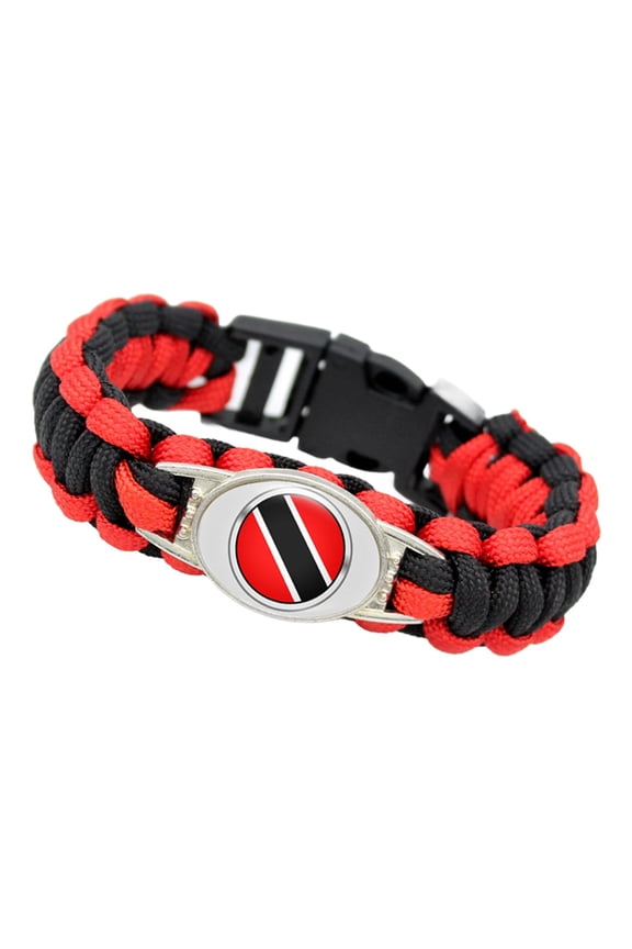 Country Flag Paracord Survival Bracelet, Color Woven Design, 8-10 Inches Length, Alloy Metal Buckle