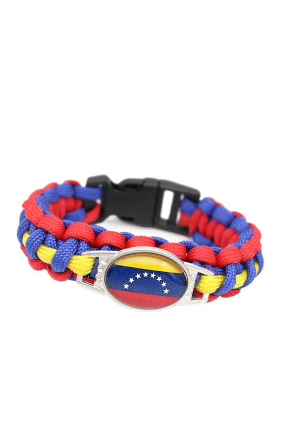 Country Flag Paracord Survival Bracelet, Color Woven Design, 8-10 Inches Length, Alloy Metal Buckle
