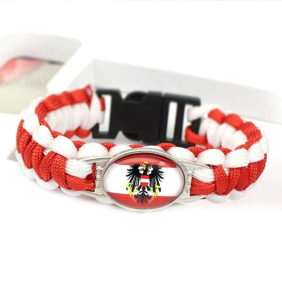 Uijokdef Country Flag Paracord Survival Bracelet, Color Woven Design, 8-10 Inches Length, Alloy Metal Buckle