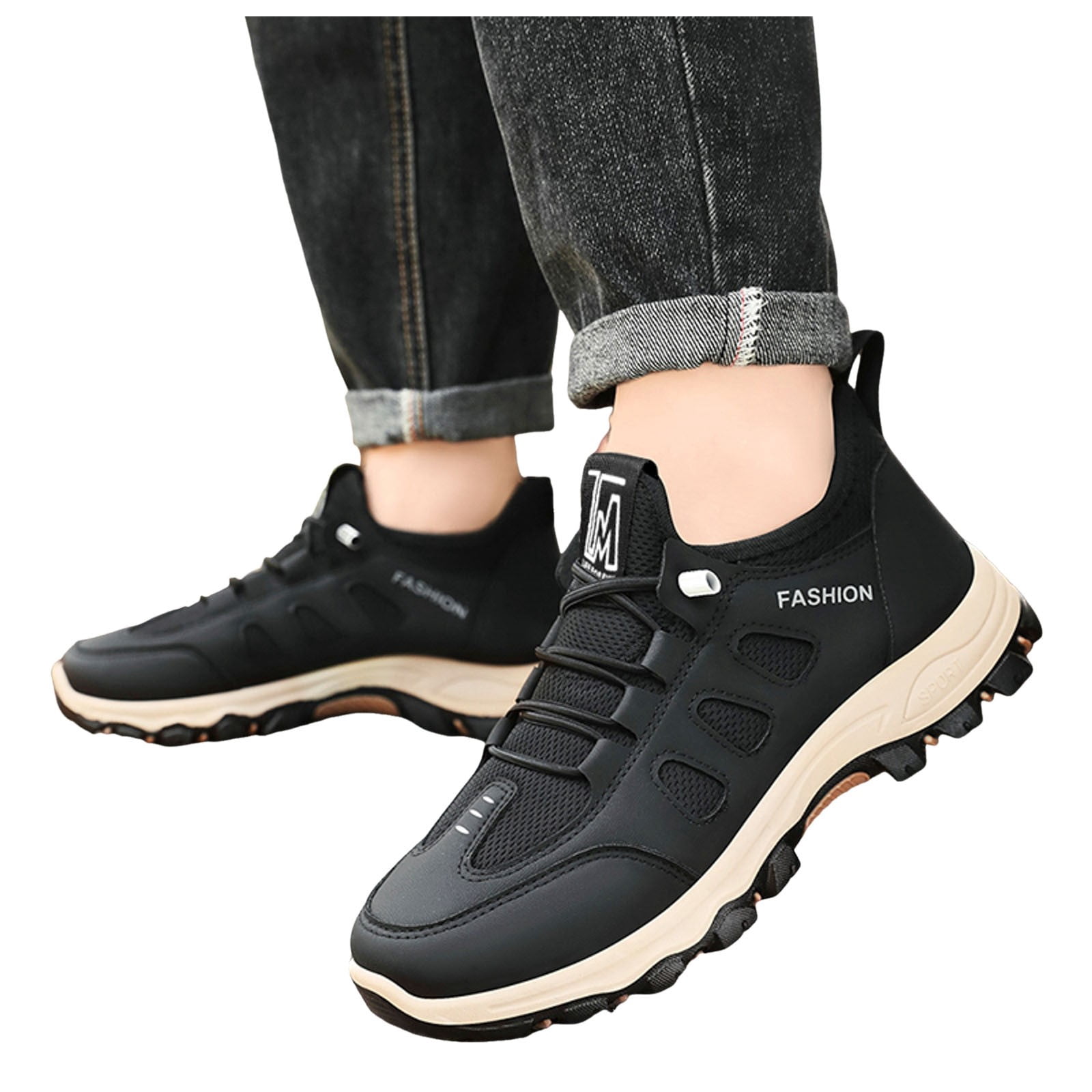 Uikmnh Men Sneakers Men's Autumn New Net Breathable Border Men's Shoes Lightweight Comfortable Running Shoes Outdoor Hiking Shoes Size:7.5