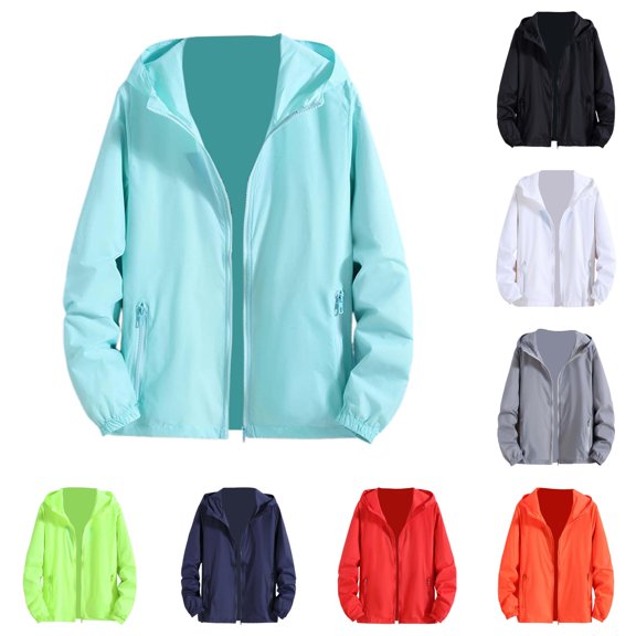 Uikmnh Men's Casual Pure Color Plus Size Hoodie Reflective Zipper Outdoor Sport Coat