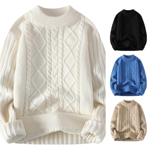 Uikmnh Men's Casual Solid Crew Neck Sweater Coat Long Sleeve Knitwear Outerwear for Daily Wear