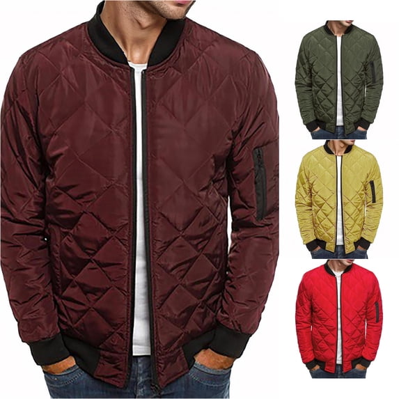 Uikmnh Men's Padded Winter Full Zipper Outwear Casual Windproof Warm Coat