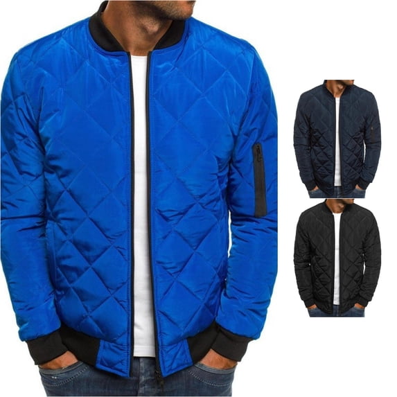 Uikmnh Men's Padded Winter Full Zipper Outwear Casual Windproof Warm Coat