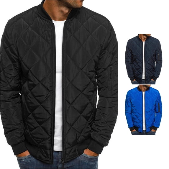 Uikmnh Men's Padded Winter Full Zipper Outwear Casual Windproof Warm Coat
