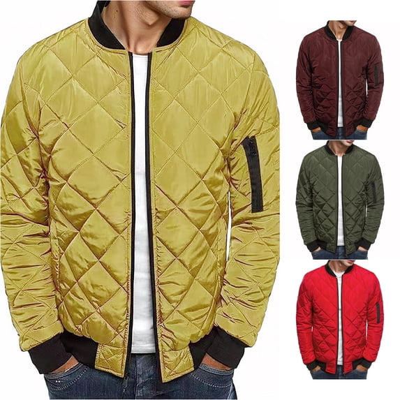 Uikmnh Men's Padded Winter Full Zipper Outwear Casual Windproof Warm Coat