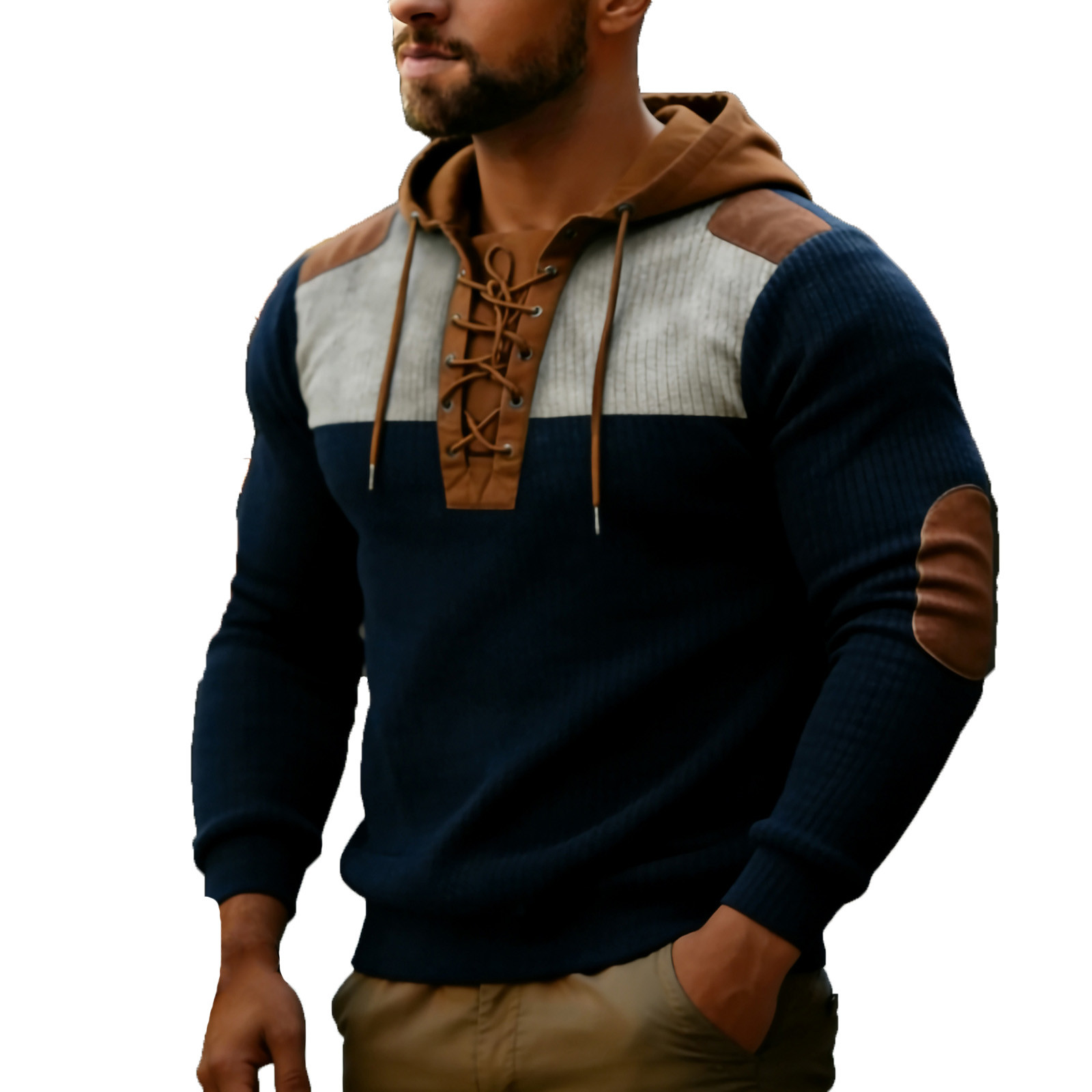Uikmnh Men's Sweatshirts, Corduroy Color Hooded Sweatshirt Long Sleeve Casual Pullover Top for Fall Winter Comfort, Hoodies for Men,XXL
