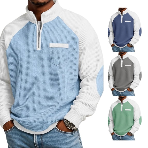 Uikmnh Men's Sweatshirts, Knit Textured Long Sleeve Shirt Casual Business Button Down Collar Solid Color Design for Autumn,S