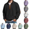 thumbnail image 1 of Uikmnh Men's Sweatshirts, Long Sleeve Solid Color Casual Stand Collar Pullover Sweater Comfortable Loose Fit Crewneck Versatile Daily Wear,S, 1 of 5