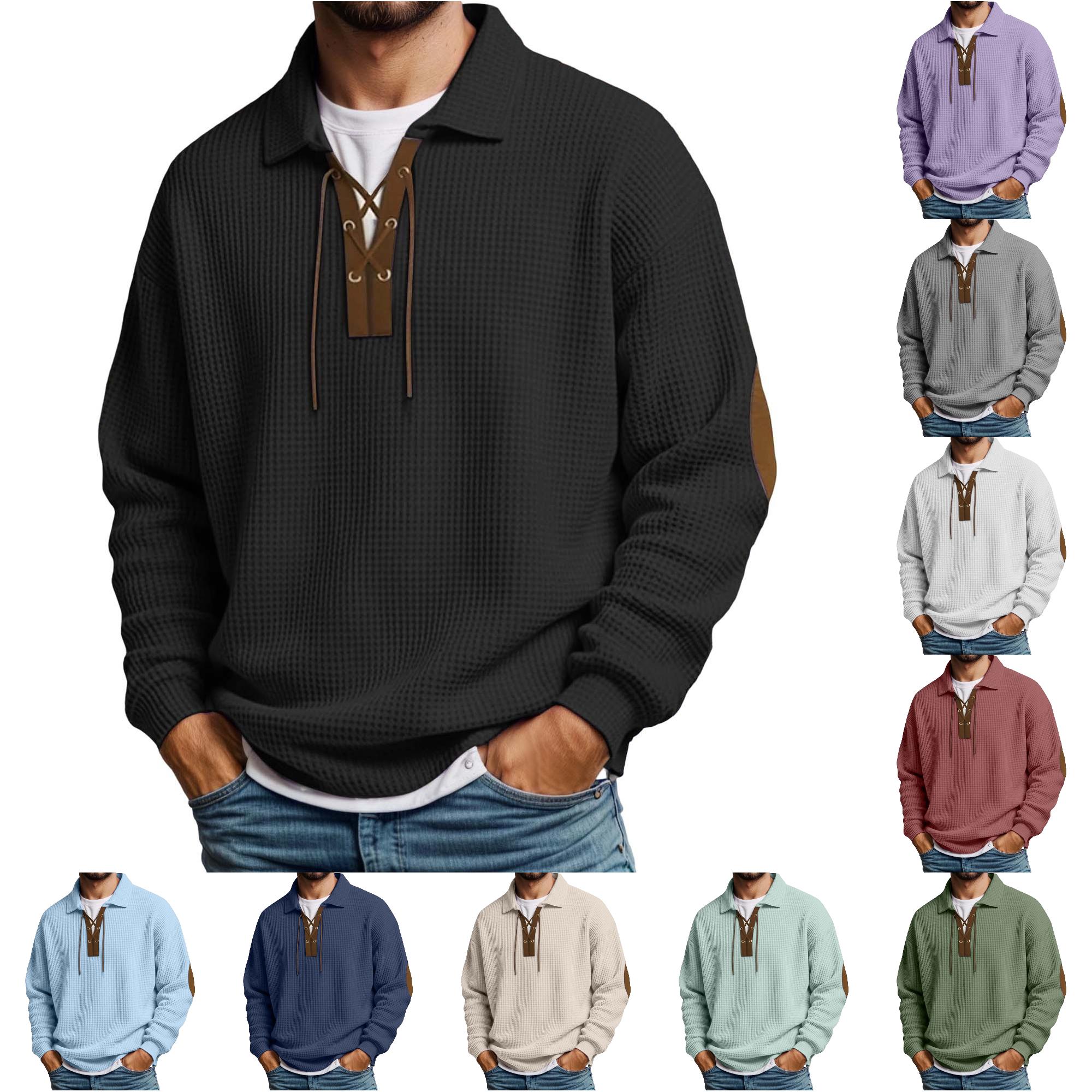 Uikmnh Men's Sweatshirts, Long Sleeve Solid Color Casual Stand Collar Pullover Sweater Comfortable Loose Fit Crewneck Versatile Daily Wear,S