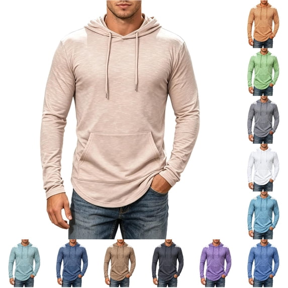 Uikmnh Men's Sweatshirts, Solid Color Hoodie Sweatshirt Classic Comfort Knit with Front Pocket for Everyday Wear, Hoodies for Men,XXL