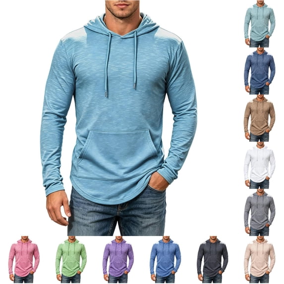 Uikmnh Men's Sweatshirts, Solid Color Hoodie Sweatshirt Classic Comfort Knit with Front Pocket for Everyday Wear, Hoodies for Men,XXL