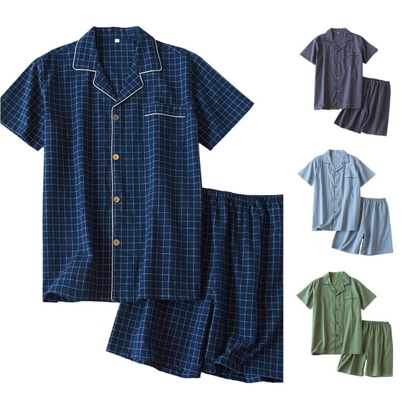 Uikmnh Mens Leisure Soft Comfortable Home Solid Shirt Pants Pajama Set Two Piece Loungewear