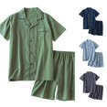 thumbnail image 1 of Uikmnh Mens Leisure Soft Comfortable Home Solid Shirt Pants Pajama Set Two Piece Loungewear, 1 of 3